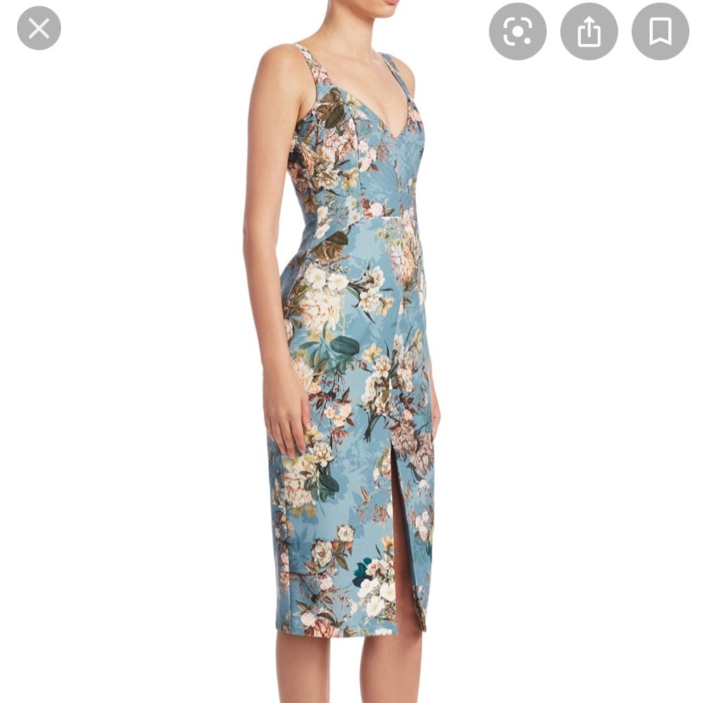 Nicholas, Arielle light blue floral cocktail dress